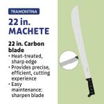 Tramontina22" Carbon Steel Trailing Point Straight Edge Blade Machete with Poly Handle (26616-022)