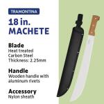 TramontinaMachete with Carbon Steel Blade and Wood Handle with Nylon Sheath (18-inch)