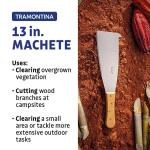 Tramontina13-inch Sugar Cane Machete with Wood Handle and Carbon Steel Blade