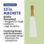 Tramontina13-inch Sugar Cane Machete with Wood Handle and Carbon Steel Blade