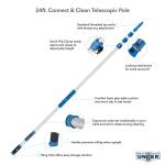 Unger 24 ft. Aluminum Telescoping Pole with Quick-Flip Clamps and Connect and Clean Locking Cone (972980) 