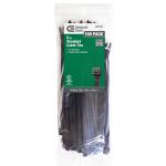 Commercial Electric8in Standard 50lb Tensile Strength UL 21S Rated Cable Zip Ties 100 Pack UV (Black) (GT-200STCB)