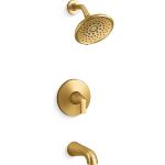 KOHLER Cursiva Single-Handle 3-Spray Tub and Shower Faucet 1.75 GPM in Vibrant Brushed Moderne Brass (Valve Included)