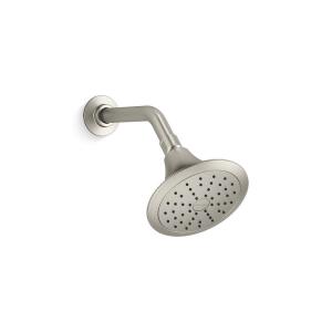 KOHLER Forte 1-Spray Pattern 5.5 inch Single Wall Mount Fixed Shower Head, Vibrant Brushed Nickel