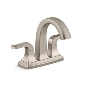 Kohler Rubicon 4 in. Vibrant Brushed Nickel Centerset Double Handle High Arc Bathroom Faucet