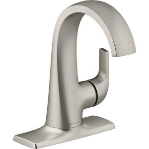 Kohler Vibrant Brushed Nickel Cursiva Single Handle Single Hole Bathroom Faucet