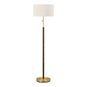 Hampton Bay 58 in. Truman Floor Lamp in Walnut and Brass