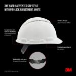 3MVented White Hard Hat with PinLock Adjustment (CHHWH1-V-12-DC)