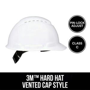 3MVented White Hard Hat with PinLock Adjustment (CHHWH1-V-12-DC)