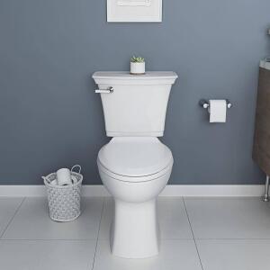 American Standard Rumson 2-Piece Elongated Toilet with Single Flush (1.28 GPF) in White, includes seat.