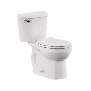 American Standard Reliant 12-Inch Rough-In Two-Piece Round Toilet with Single Flush (1.28 GPF) in White, featuring a Slow Close Seat.