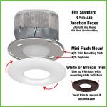 Commercial Electric 5" Mini LED Closet Light Flush Mount with White and Bronze Trims – 7 Watts, 650 Lumens, Fits 3.5" & 4" Junction Boxes (564361410)