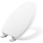 BEMISMr. Clean Removes for Easy Cleaning + Antimicrobial White Elongated Soft Close Plastic Closed Front Toilet Seat