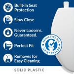 BEMISMr. Clean Removes for Easy Cleaning + Antimicrobial White Elongated Soft Close Plastic Closed Front Toilet Seat