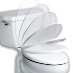 Bemis NextStep2 with Mr. Clean Elongated Potty Training Front Toilet Seat in White, featuring a plastic children's seat and antimicrobial properties.