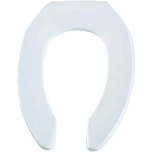 BEMISNever Loosens White Elongated Commercial Plastic Open Front Toilet Seat