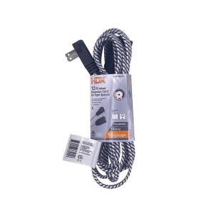 HDX12 ft. 16/2 Light Duty Indoor Braided Tight Space Extension Cord, Black/White (FSEX30)