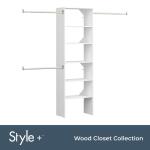 ClosetMaidStyle+ 84 in. W - 120 in. W White Tower Wall Mount 6-Shelf Wood Closet System (4365)