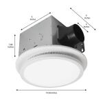 Commercial Electric Exclusive 110 CFM 1.5 Sones Humidity Sensor, Adjustable CCT LED and Night Light Ceiling Bathroom Exhaust Fan with Bluetooth 