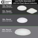 Commercial Electric 12 in. Low Profile LED Flush Mount Light Fixture - 1100 Lumens, Dimmable, 3000K/4000K/5000K for Hallway, Stairwell, and Closet (564481111)