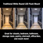 Commercial Electric 12 in. Low Profile LED Flush Mount Light Fixture - 1100 Lumens, Dimmable, 3000K/4000K/5000K for Hallway, Stairwell, and Closet (564481111)