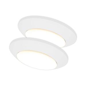 Commercial Electric7 in. Matte White Slim LED Flush Mount 854 Lumens Soft White 3000K Indoor Bedroom Closet Kitchen Lighting (2-Pack) (C01126401A)