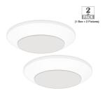 Commercial Electric7 in. Matte White Slim LED Flush Mount 854 Lumens Soft White 3000K Indoor Bedroom Closet Kitchen Lighting (2-Pack) (C01126401A)