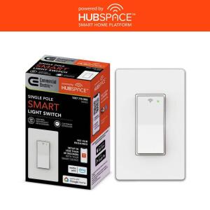 Commercial Electric 15 Amp Single-Pole White Smart Light Switch with Wi-Fi and Bluetooth Technology (1-Pack)