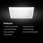 Commercial Electric2 ft. x 2 ft. 4250 Lumens Non-Dimmable White Integrated LED Flat Panel Ceiling Flush Mount Light Fixture Selectable 5CCT (FP2X2/6WY/WH/HDT)