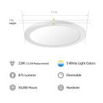 Commercial Electric11 in. 12.5-Watt Dimmable White Integrated LED 875 Lumens Round Flat Panel Ceiling Flush Mount with Color Change 5CCT (74210/6WY/HD)