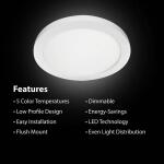 Commercial Electric11 in. 12.5-Watt Dimmable White Integrated LED 875 Lumens Round Flat Panel Ceiling Flush Mount with Color Change 5CCT (74210/6WY/HD)