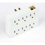 Commercial Electric 15 Amp 6-Outlet Grounded AC/DC Adapters, White (LA-19)