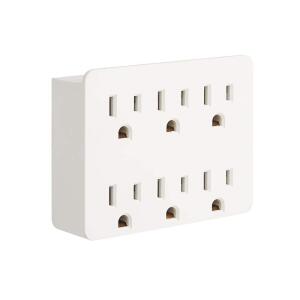 Commercial Electric15 Amp 6-Outlet Grounded AC/DC Adapters, White (LA-19)