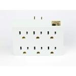 Commercial Electric 15 Amp 6-Outlet Grounded AC/DC Adapters, White (LA-19)