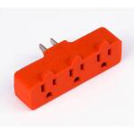 Commercial Electric Heavy-Duty Grounded Triple Tap Adapter - Orange