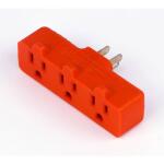 Commercial Electric Heavy-Duty Grounded Triple Tap Adapter - Orange