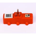 Commercial Electric Heavy-Duty Grounded Triple Tap Adapter - Orange