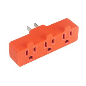 Commercial Electric Heavy-Duty Grounded Triple Tap Adapter - Orange