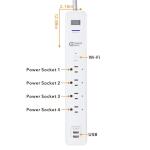 Commercial Electric 3 ft. 4-Outlet White Surge Protector Smart with USB - White