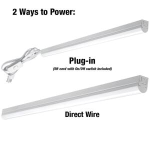 Commercial Electric4 ft LED Garage Workshop Ceiling Strip Light Plug-In or Hardwire 1800 Lumens Power & Linking Cord 4000K Bright White (54261141)