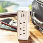 Commercial Electric 3-Outlet Wall Mounted Surge Protector in White HDC3WUCW