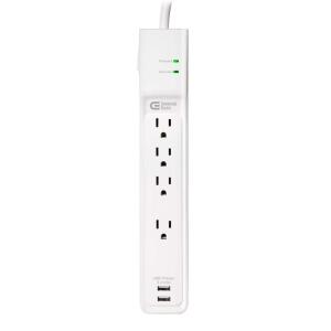 Commercial Electric4 ft. 4-Outlet Surge Protector with USB, White (HDC404UWH)