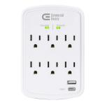 Commercial Electric 6-Outlet Surge Protector Wall Mounted - White