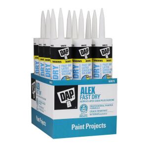 DAP Alex Fast Dry 10.1 oz. White Acrylic Latex Plus Silicone Caulk (12-Pack) (18426)