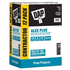 DAP Alex Plus 10.1 oz. White Acrylic Latex Caulk Plus Silicone (12-Pack) (18656)