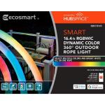 EcoSmart 16.4 ft. Smart RGBWIC Dynamic Color Changing 360° Dimmable Plug-In LED Outdoor Rope Light