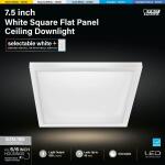 Feit Electric10.5-Watt Integrated LED Flush Mount 7.5 in. White Square Dimmable Flat Panel Ceiling with Color Change 5CCT (74208/6WYCA)