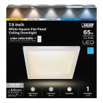 Feit Electric10.5-Watt Integrated LED Flush Mount 7.5 in. White Square Dimmable Flat Panel Ceiling with Color Change 5CCT (74208/6WYCA)