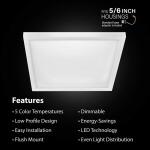 Feit Electric10.5-Watt Integrated LED Flush Mount 7.5 in. White Square Dimmable Flat Panel Ceiling with Color Change 5CCT (74208/6WYCA)