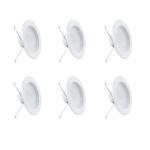 Feit Electric 5/6 in. Integrated LED Dimmable Retrofit Recessed Light Baffle Trim, Soft White 2700K, CEC Title 24 Downlight, 6-Pack (LEDR56B927CAMP6)